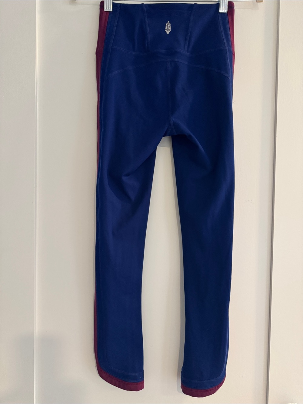 FP Movement High Rise Blue Leggings with Maroon Side Stripe | Size XSmall